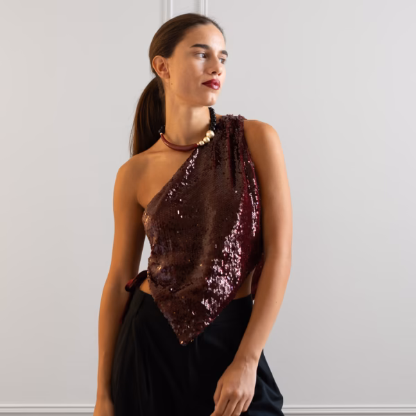 Collier Georgia en verre de Murano bordeaux – Image 6
