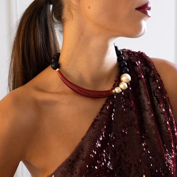 Collier Georgia en verre de Murano bordeaux – Image 3