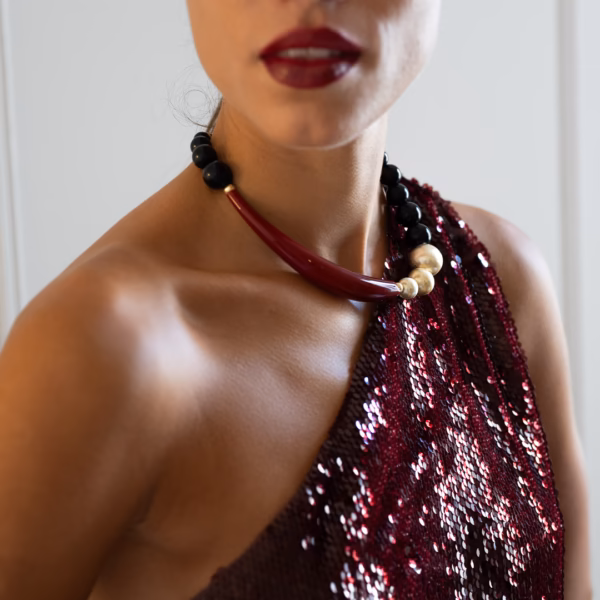 Collier Georgia en verre de Murano bordeaux – Image 5