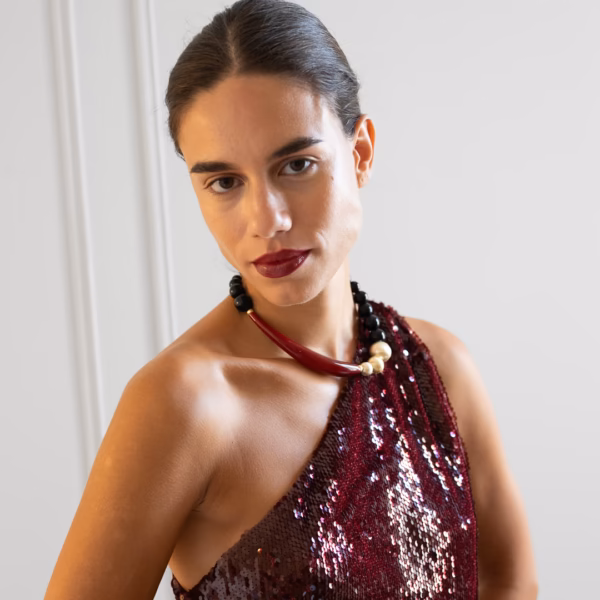 Collier Georgia en verre de Murano bordeaux – Image 4
