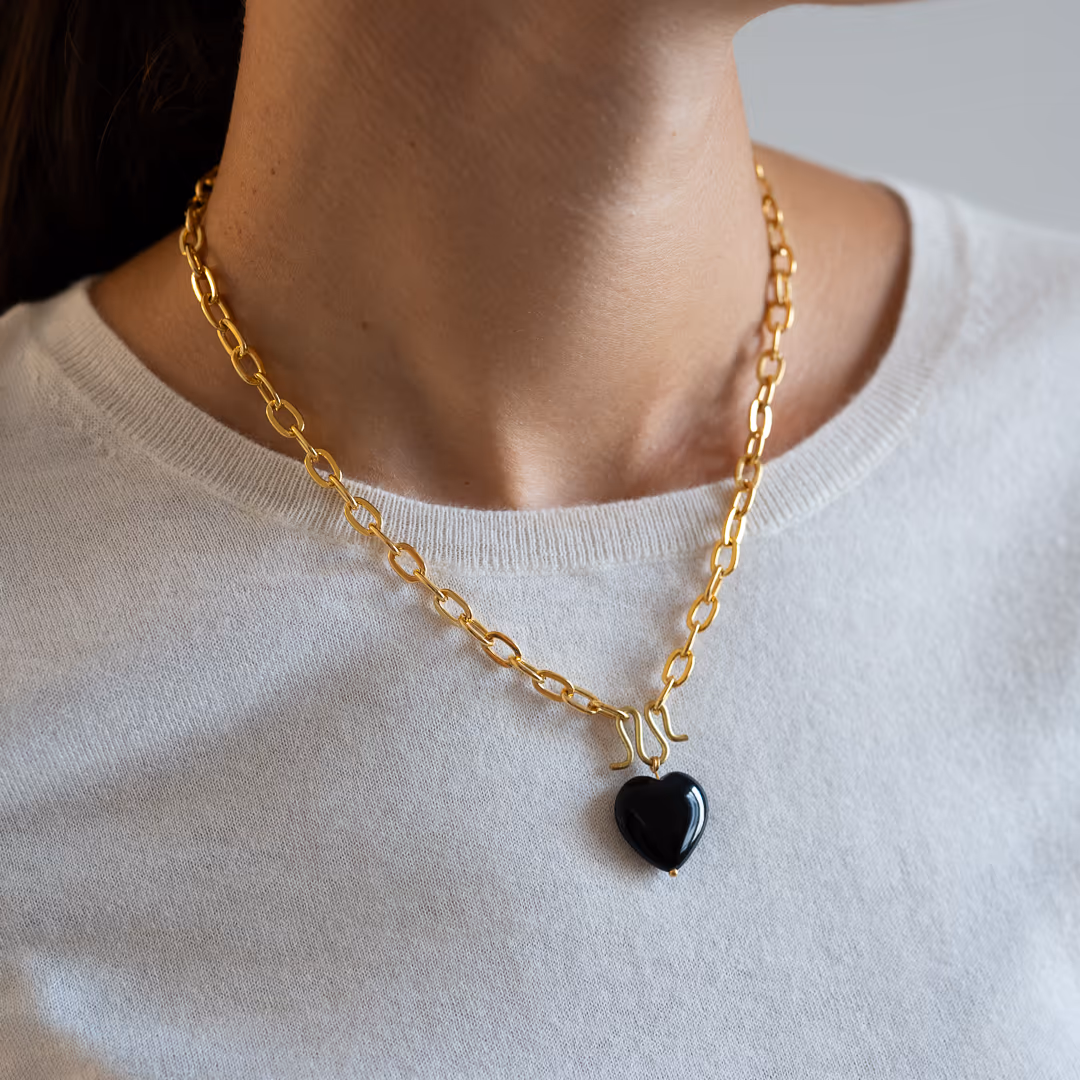 Collier Coeur Sifnos Agate Noire – Image 3