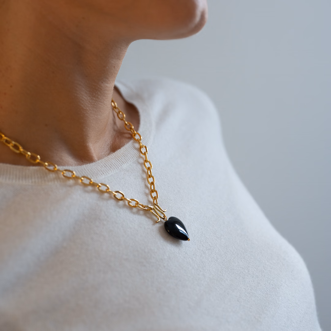 Collier Coeur Sifnos Agate Noire – Image 6