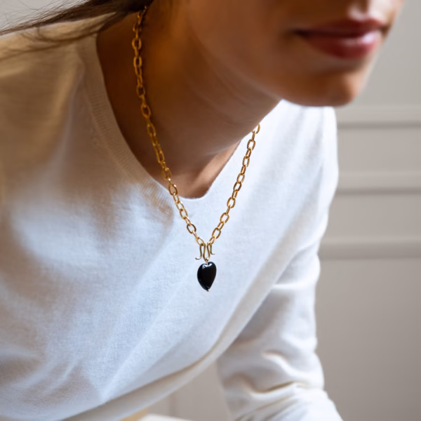 Collier Coeur Sifnos Agate Noire – Image 5