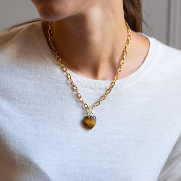 Collier Coeur Sifnos Oeil de Tigre