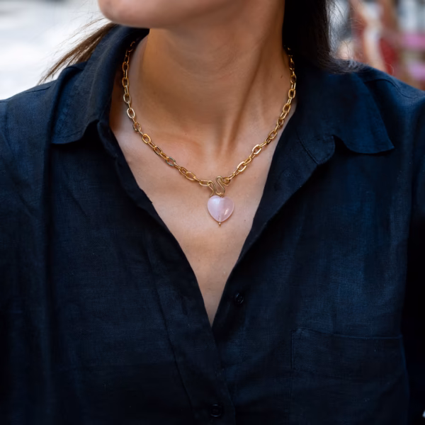 Collier Coeur Sifnos Quartz Rose – Image 6