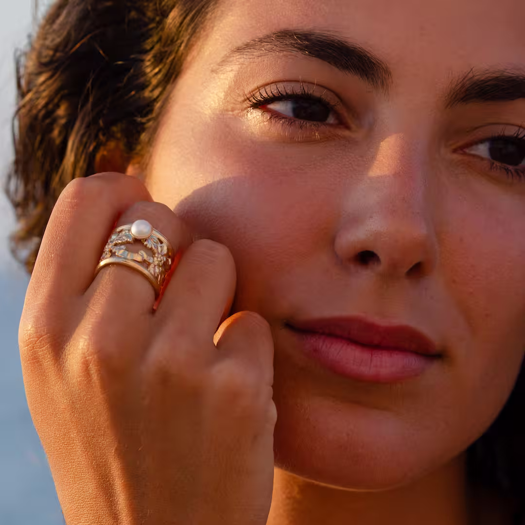 Bague perle d'eau douce blanche Uranie